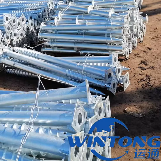 Anclaje de pilote atornillado, pilote en espiral integrado, pilote de tierra de soporte fotovoltaico galvanizado