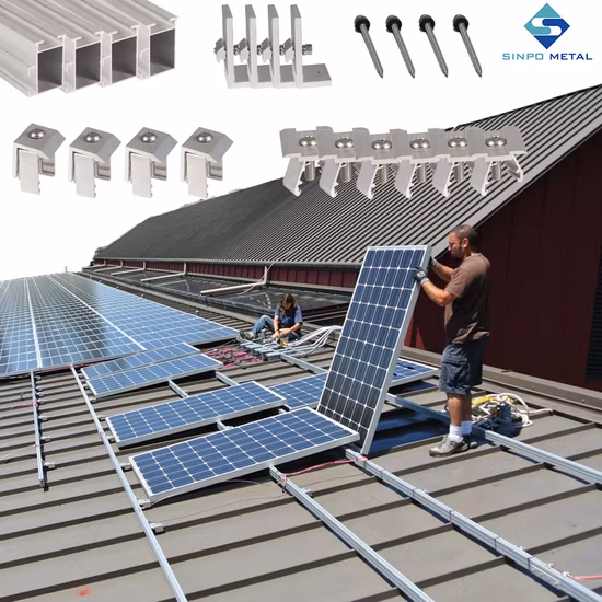 Riel de aluminio fotovoltaico con soporte de panel solar galvanizado en caliente